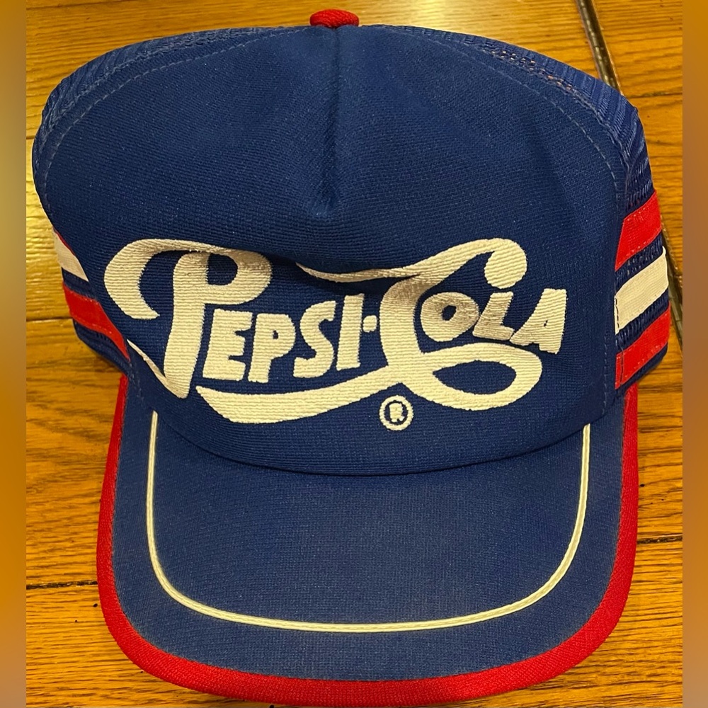 VINTAGE Pepsi-Cola 3 stripe trucker hat, blue/red, adjustable, made in USA - Picture 4 of 5